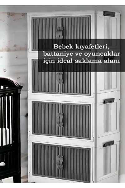 mafa home Katlanabilir Modüler Çok Amaçlı 4'lü Siyah Beyaz Düzenleyici Dolap Seti