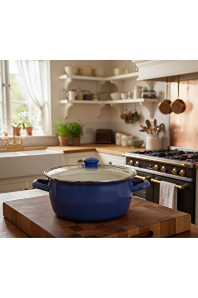 ALEV EMAYE وعاء قلي ملون مقاس 22 سم وعاء زبادي وعاء نحاسي