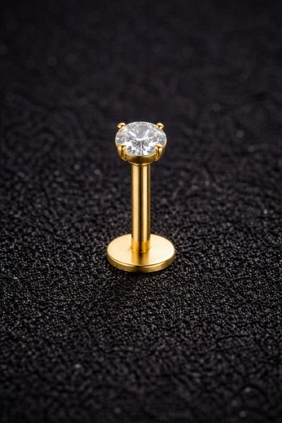 ömay takı Zirkon Kristal 316l Cerrahi Çelik Labret Piercing