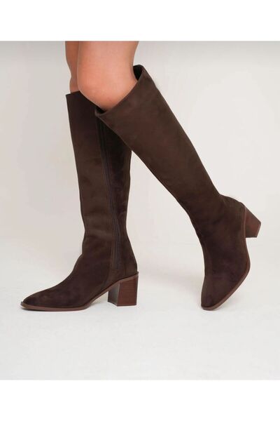 Best Cover ALVÉRA Kadın Kahve Süet Topuklu Çizme