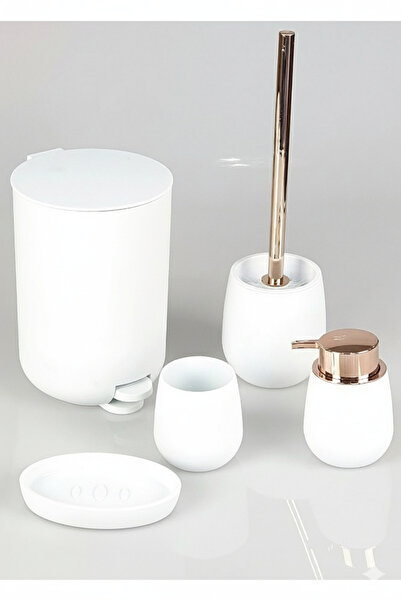 Caspian Plus Beyaz Renk Rose Gold Soft Touch Özel Seri Banyo Seti