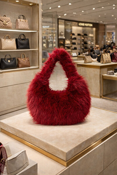 Axesoire NWC-001 Bordo Peluş Çanta