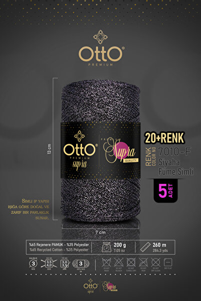 Otto شريط مكرامية فاخر - أسود - لامع - عبوة من 5 قطع - 3 مم/200 جرام/260 متر ...