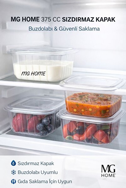 VENON ⭐ 100 Adet⭐375 GRAM Sızdırmaz Kap Şeffaf Buzdolabı Saklama Kabı Et Suyu...