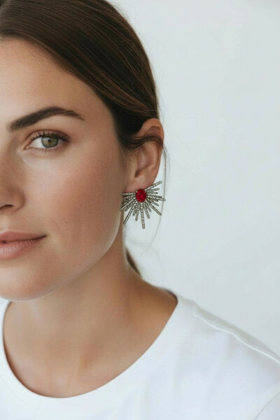 Alyas Aksesuar أقراط أنيقة بنمط الجناح المرصع بالأحجار