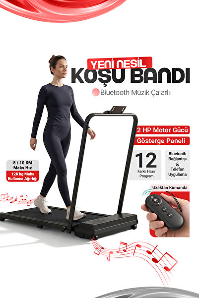 EN SİGA Yeni Nesil Bluetoothlu Koşu Bandı Müzik Çalarlı 8/10 Km Hız 2 Hp Motor Kumandalı Band