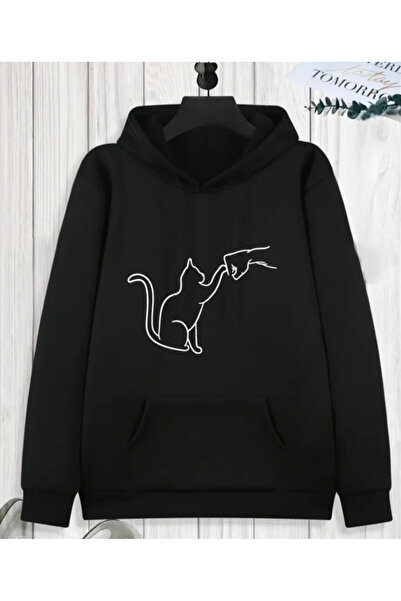 Oceanwear سويت شيرت بقلنسوة للجنسين من Cat مطبوع