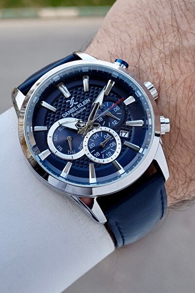 Daniel Klein Men's Wrist Watch with Case Gray Cord Navy Blue Color Adjustable...