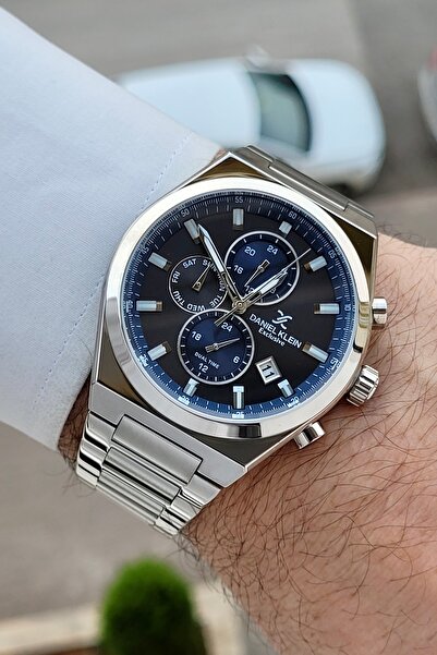 Daniel Klein Kadranı Füme Lacivert Kordonu Silver Renk 24 Ay Garantili 43 mm ...