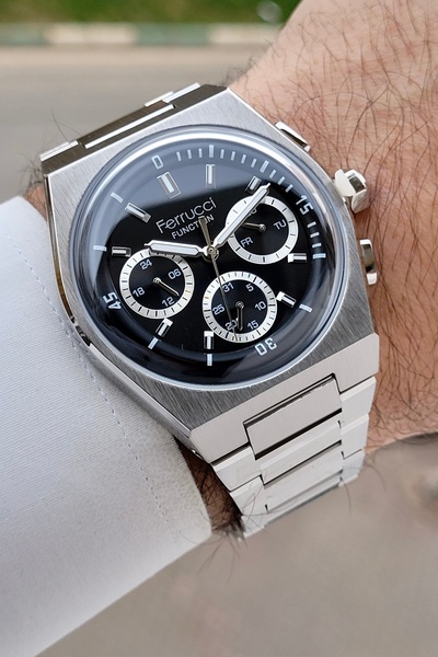 Ferrucci 41 mm Functional Men's Wristwatch with Black Dial and Gray Color Adj...