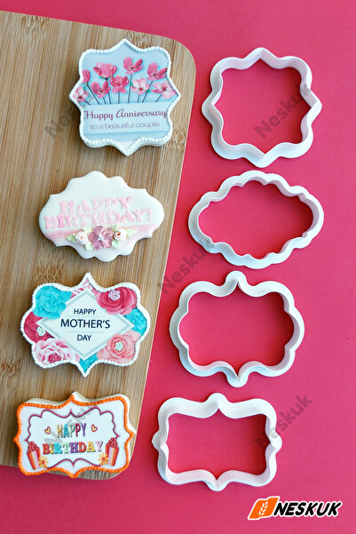 Neskuk قالب كوكيز وبلاستيسين بإطار مكون من 4 قطع / قطاعة / قالب كيك