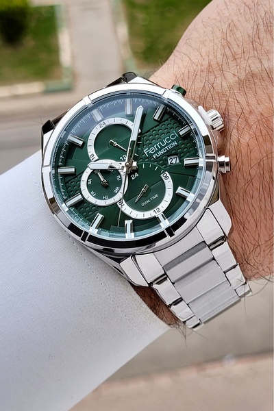 Ferrucci Active Men's Wrist Watch with Dial Green Band Silver Color 43 mm Inn...