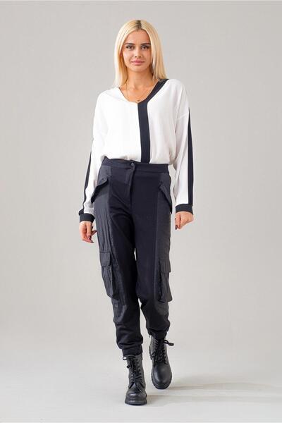 Bold & Young Жіночі штани з кишенями, чорні, з поліамідною сумішшю, на талії ...