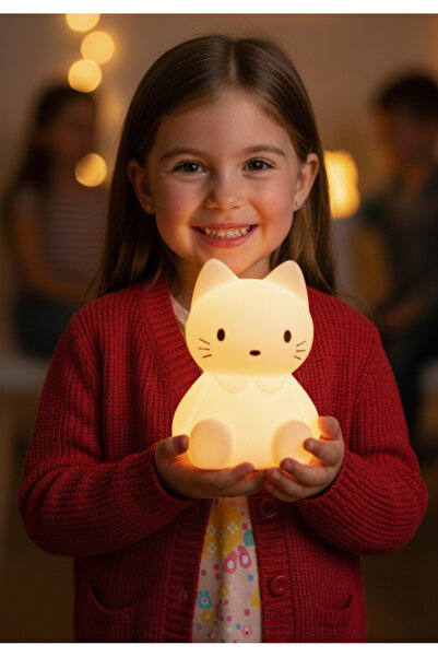 evden Kitty Kedi Gece Lambası küçük boy 12 CM Gün Işığı