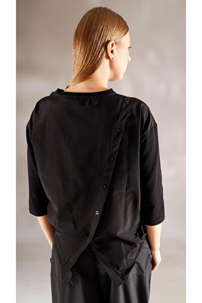 shE tekstil Two-Thread Garnished Gathered Blouse
