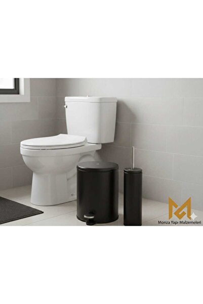 pirimanova monza Cigo Çelik Çöp Kovası ve Tuvalet Fırçası Mat Siyah