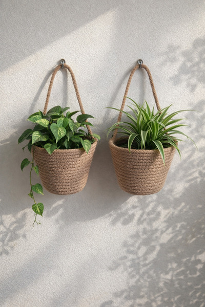 EGE ÖRGÜM Coș decorativ 2-în-1 Mini Organizator Mini albastru cobalt cald 12x10 Cm (Nu sunt incluse plantele și agățătoarele)