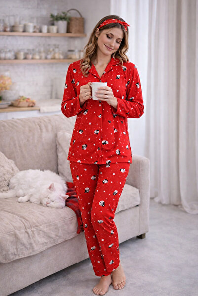YASMİN Suede Long Sleeve Women's Pajama Set