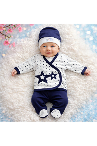 CONCON طقم أطفال حديثي الولادة من عمر 0 ​​إلى 3 أشهر على شكل قلب أزرق