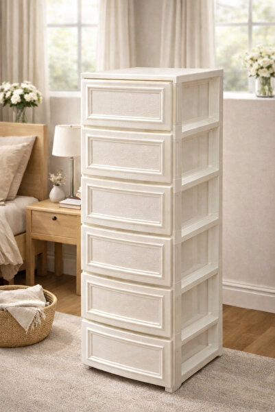 ALMUFARREJ وحدة أدراج تخزين مع 6 رفوف - 42×34×124 سم