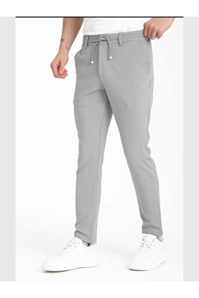 MODA Men's Jogger Cut Double Leg Trousers with Belt on the Front and Elastic ...