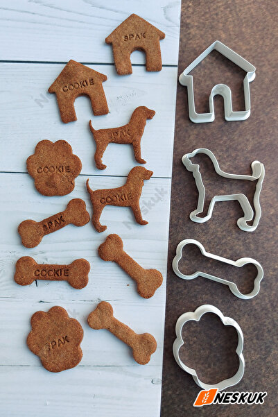 Neskuk 4 قطع من قوالب الكعك والبسكويت والبسكويت المنزلية للقطط والكلاب وقطاعة...