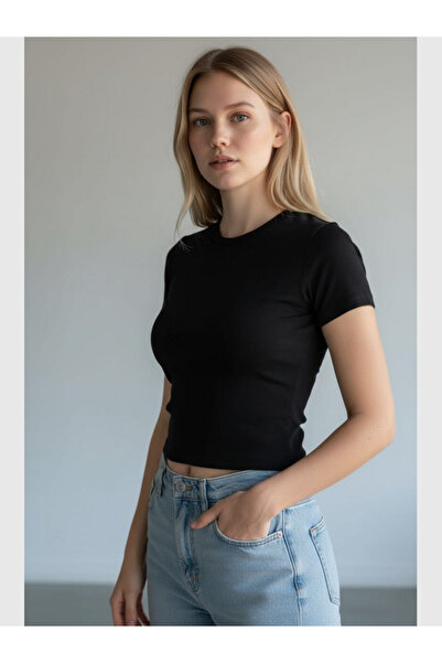 MODA تي شيرت نسائي قصير يجلس على الخصر