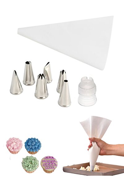 Generic Cake Decorating Baking Kit Includes One Piping Bag, Six Piping Tips, And One Adapter.