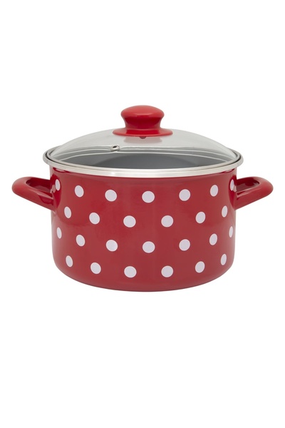 Metalac Oală de 6,75 l cu capac de sticlă Tufne emailat Metalac, 24 cm
