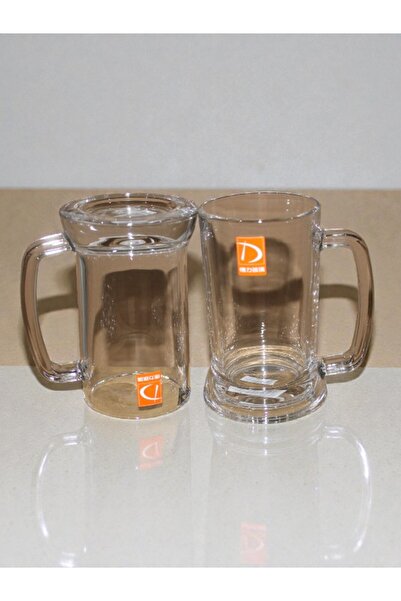 WDA Glass Beer Mugs, Set of 2, Clear, Traditional Style