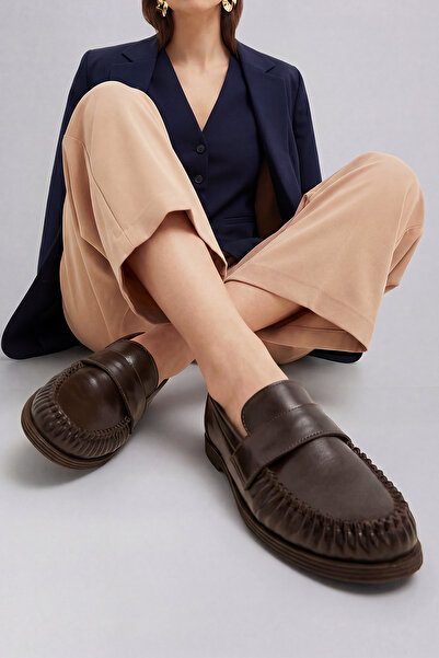 Marjin Kadın Loafer Makosen Günlük Ayakkabı Margos Kahve