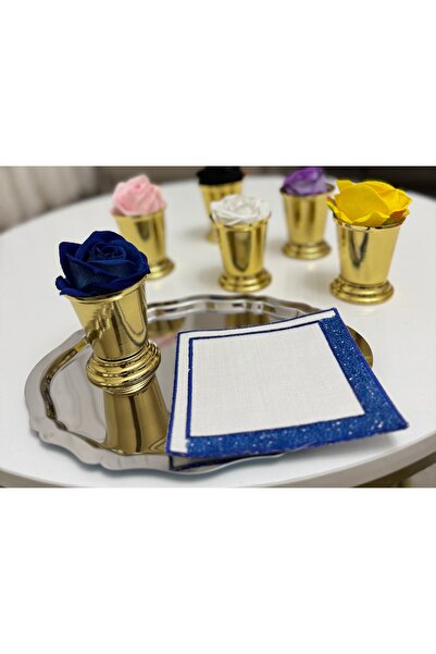 SEVA ÇELİK Decorative Gold Plated Rose Bowl Includes 6 Colorful Roses