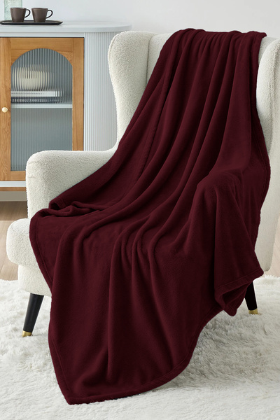 Calmera بطانية تلفزيون ويلسوفت |   ناعم للغاية وخفيف الوزن |   القطيفة - الصوف |   130 × 170 سم - أحمر كلاريت