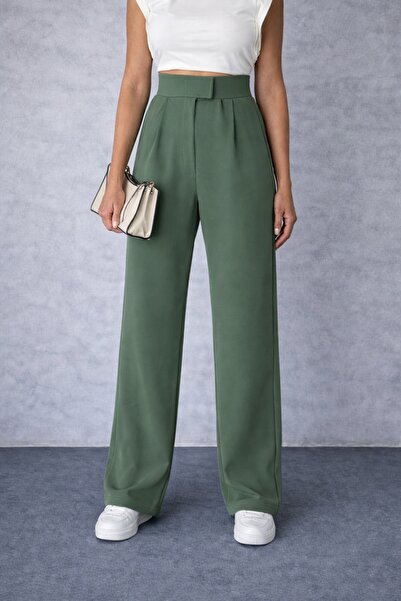 M&N المرأة الفيلكرو بالازو ارتفاع الخصر قابل للتعديل الخصر واسعة الساق