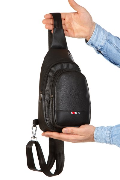 Newish Polo Unisex Crossbody Chest Bag Reversible Shoulder Bag with Headphone Jack Bodybag for Daily Use and Card Holder