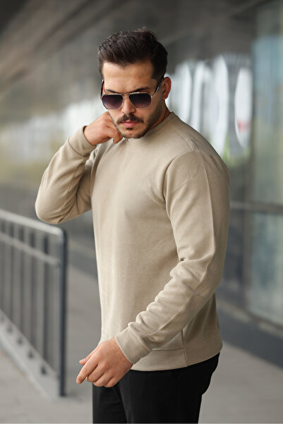 Berka Soft Touch Pamuklu Kumaş Bisiklet Yaka Basic Erkek Sweatshirt - Kaliteli Penye Doku