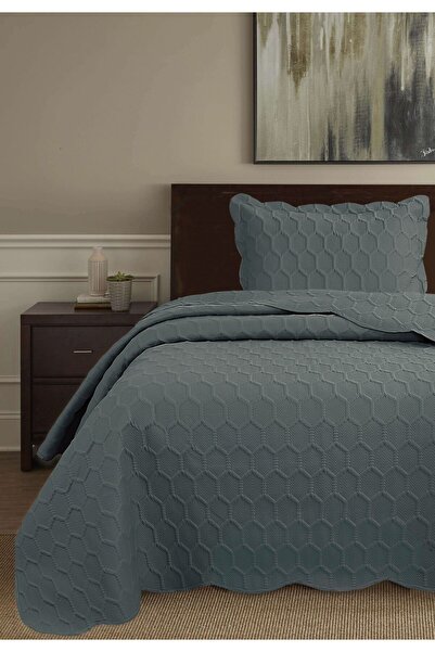 Bella Home Set cuvertură de pat Honey Comb 3D - 2 bucăți - 180x240 cm - cu sac PVC - Antracit