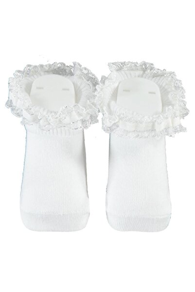 Minidamla Civil Girls White Baby Girl Socks - 0-3 Months