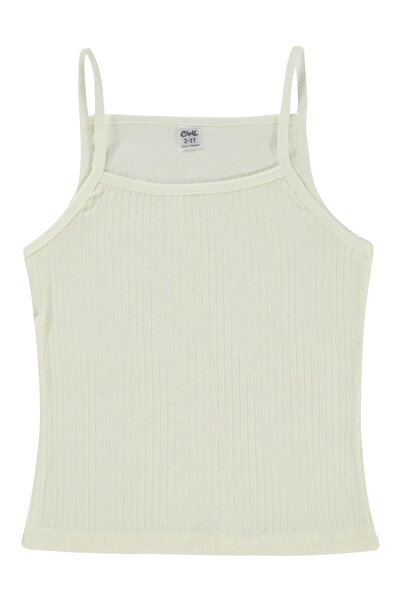 Civil Girls Ribbed Striped 2-Piece Undershirt Set for Ages 2-10 - Ecru 6-7 Years