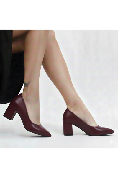 Crista Genuine Leather Claret Red 7 cm Heeled Classic Shoes