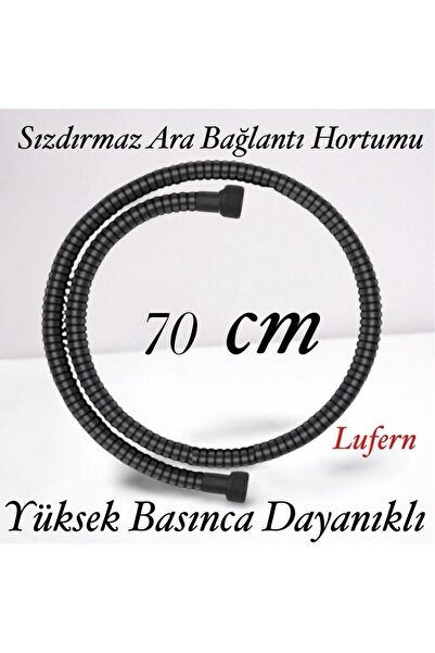 Genel Markalar 70 cm Siyah Kısa Tepe Ara Duş Hortumu Spiral Robot Bağlantı Ör...