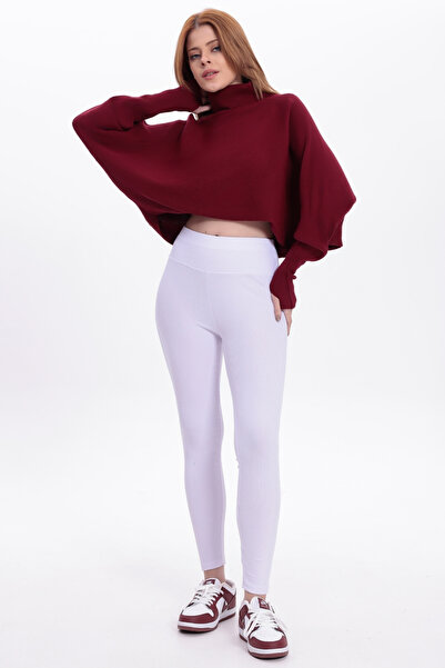 freemen Women's White High Waist Corded Fabric Inner Non-Show t Shaping / Sculpting Sports Leggings