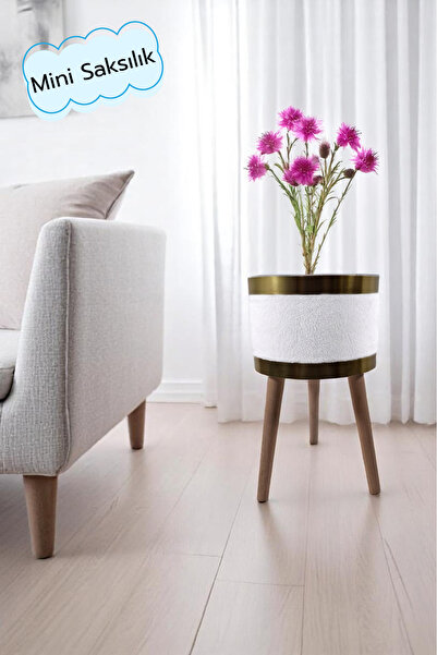 Arte Cotone Dekoratif Saksılık | Bej, Krem, Pembe, Gri Ayaklı & Ayaksız Modeller | Kadife Kumaşlı Çiçeklik