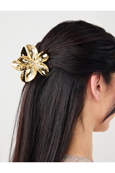 Jimmy Key Gold Color Flower Figured Shiny Latch Buckle