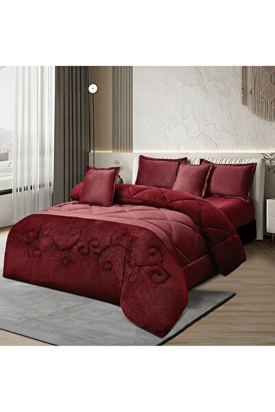 MİNG Lİ مفرش شتوي نفرين وجه مخمل وجه فرو الأرنب 6 قـطـع ملكي مقاس 230*250