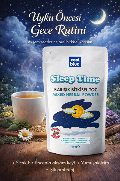 cool blue Sleep Time Uyku Öncesi Çayı Papatya, Melisa, Anasonlu Bitkisel Karı...