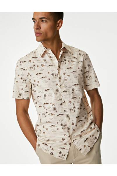 Marks & Spencer Saf Pamuklu Kısa Kollu Gömlek