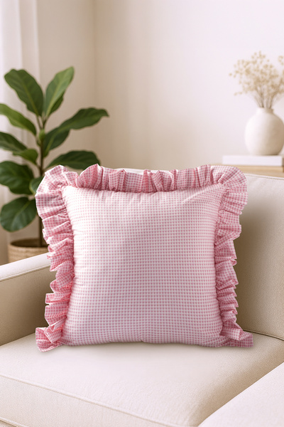 ASDİVA غطاء وسادة ميلما بوتيكاريلي مكشكش 100% قطن - وردي 45x45 سم