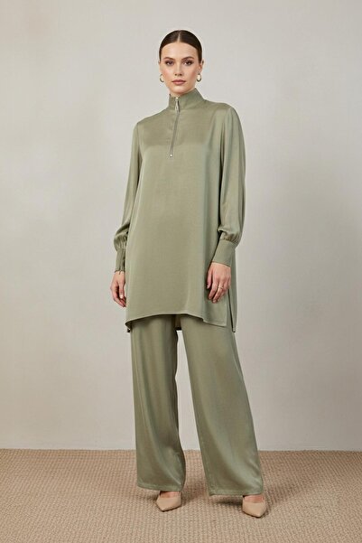 Puane Kadın Fermuar Detaylı Takım - 14403TKM - KHAKI