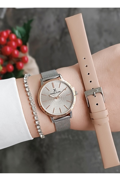 Daniel Klein Sarı Kesme Cam Taşlı Çelik Bilezik Kadın Kol Saati+hediye Bileklik